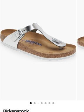 Birkenstock Silver Metallic Leather T-Strap Sandal NIB SZ 8